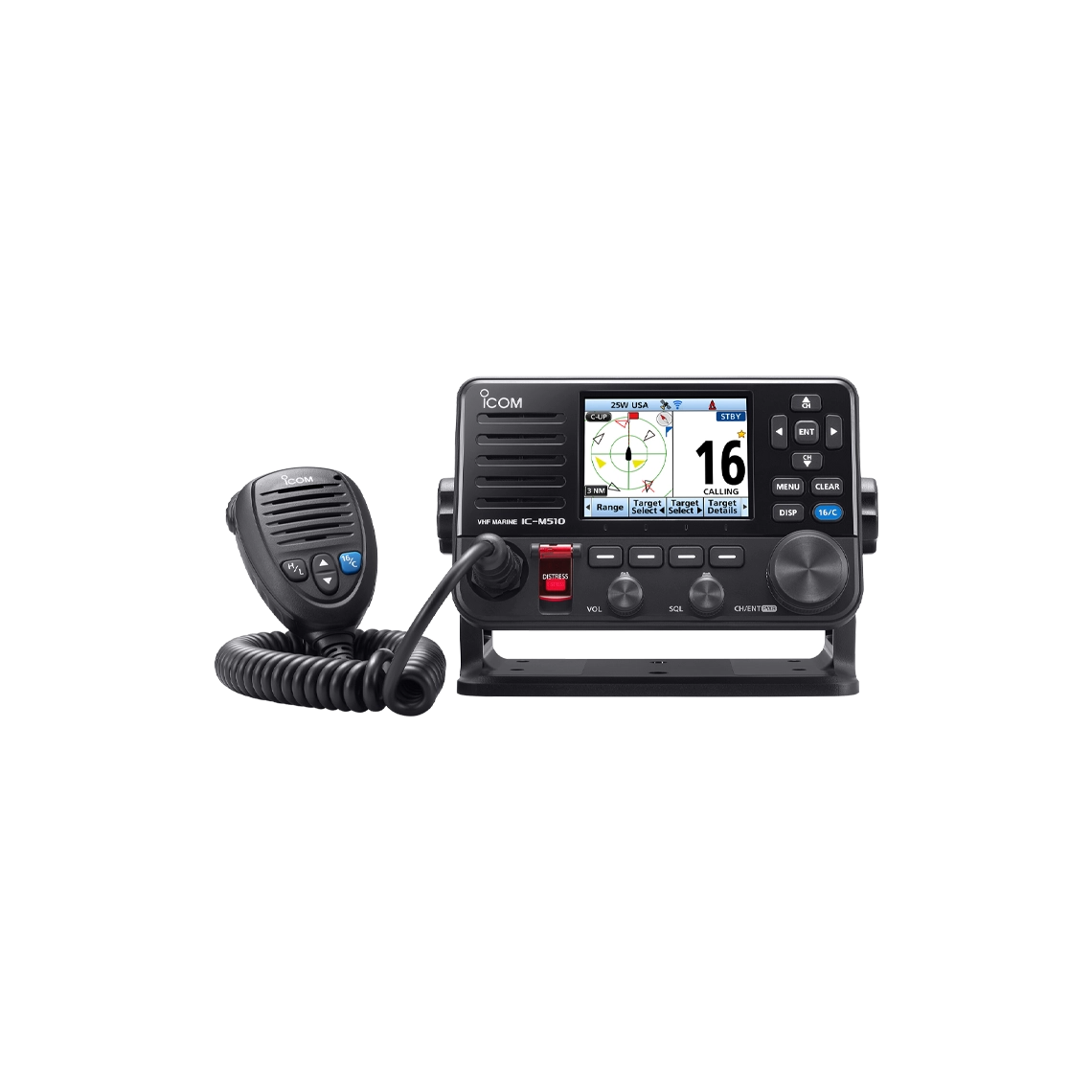 Radio móvil marino ICOM IC-M510EVO VHF clase D, con pantalla a color de 3.5" con conector puerto NMEA 2000 ICM510EVO