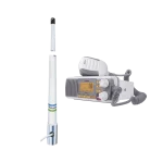 Kit de radio móvil UNIDEN UM385/5101, VHF marino modelo UM-385 color blanco y antena marina Shakespeare de fibra de vidrio 5101.