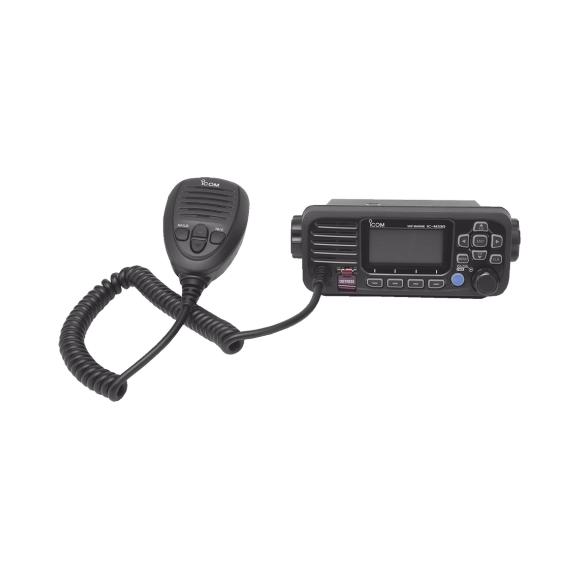Radio móvil marino ICOM IC-M330B?, color negro, clase D DSC, Tx: 156.025 - 157.425 MHz, Rx: 156.050 - 163.275 MHz, sin GPS interconstruido, 25W de potencia, sumergible IPX7 incl...