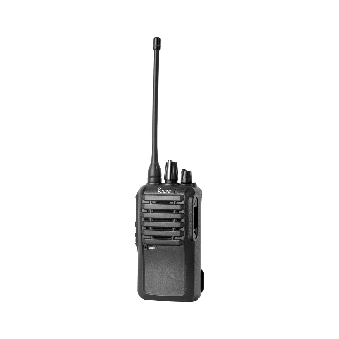 Radio portátil ICOM IC-F4003/18, UHF 400-470 MHz, analógico, 4 W de potencia de RF, 16 canales. Incluye batería, cargador, antena, tapa de accesorios y clip.