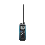Radio portátil marino color azul metálico, 5 W de potencia RF, 0.5 W de salida de audio, flotante, sumergible IPX7, Tx: 156.025-157.425MHz, Rx: 156.050-163.275MHz , incluye bate...