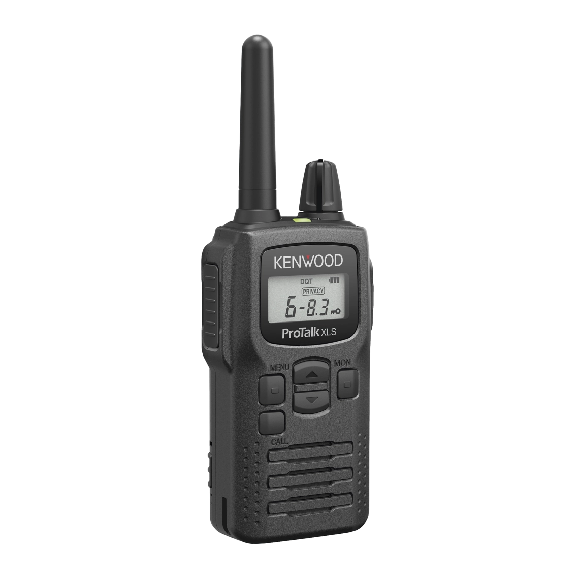 Radio Kenwood PKT-300K, portátil UHF 450-470 MHz, 2 W, 16 canales, Resistente a Golpes MIL-STD-810, manos libres VOX. Incluye antena, batería, cargador y clip, PKT300K